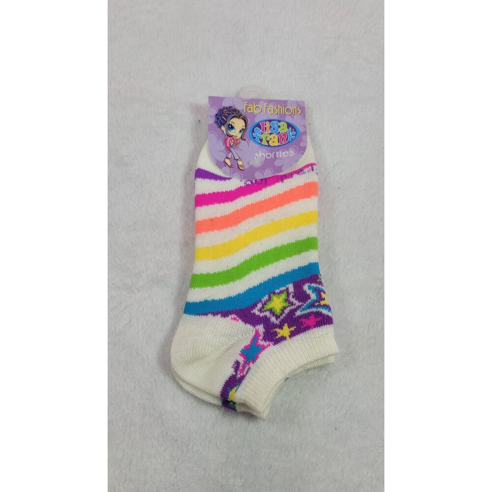 Vintage Y2K Lisa Frank Fab Fashions Shorties Socks Neon Rainbow Stars NWT Sz Med